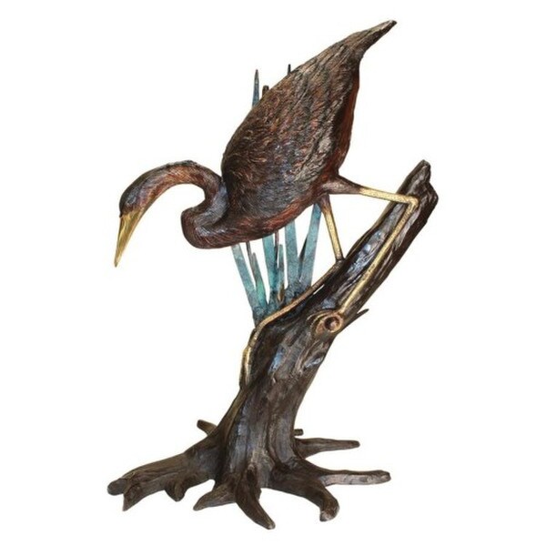 Herons In Reeds Bronze Water Feature Set 35"